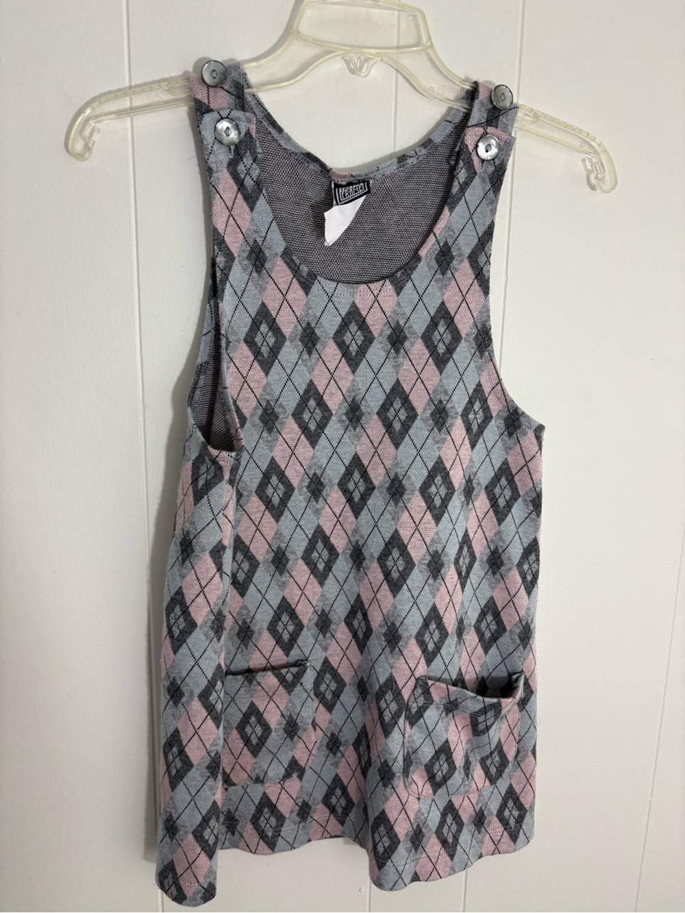 Vintage Y2K Freeze Frame Girls Argyle Jumper Dress Size L 12-14